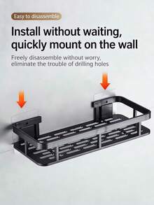 2pcs Black Bathroom Shelf With Hooks, Premium Shower Caddy, Shampoo Storage Rack, Bathtub Shelf, Rust-Proof, Easy Installation, Sturdy And Durable Modern Design - Multicolor - View 10