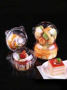 10/20/30pcs Clear Plastic Cake Boxes With Flip Lid, Reusable Dessert Containers For Cakes, Sandwiches, Cheesecakes, Muffins And Pastries, Perfect For Weddings, Birthdays, Christmas And Party Decorations, Party Dessert Boxes, Baking - Multicolor - View 2