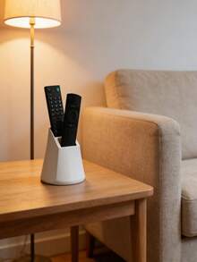 Dual Slot Remote Control Holder, Can Accommodate 2 Remotes, Minimalist Black And White Design, Suitable For TV, AC, Lighting Remotes And Office Supplies, Practical Desktop Organizer Stand - A - View 8