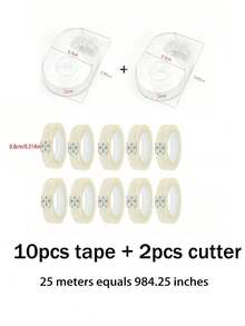 1 Set Cortador de Cinta Combo, Cinta de Embalaje Pequeña, Dispensador de Cinta de Oficina, Adecuado para Envolver Regalos, Papelería y Suministros de Oficina, Uso Doméstico y Artesanal, Cinta Transparente de Alta Calidad, Compatible con Cortador de Cinta, Accesorios de Escritorio de Oficina, Suministros Escolares, Suministros de Planificador, Esencial de Regreso a Clases - Multicolor - Ver 9