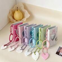 1pc Mini 2-Inch Keychain Photo Album, Heart-Shaped Photo Holder, ID Card Holder - Multicolor - View 2