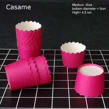 50 Uds. Revestimientos para cupcakes de Color sólido, tazas para pasteles, tazas de dulces, vasos de postre de papel para deíris y recuerdo de cumpleaños LOK7 - Rojo - Ver 5