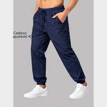 Men's Athletic Tactel Pants With Pockets – Lightweight, Comfortable - Navy Blue - View 2