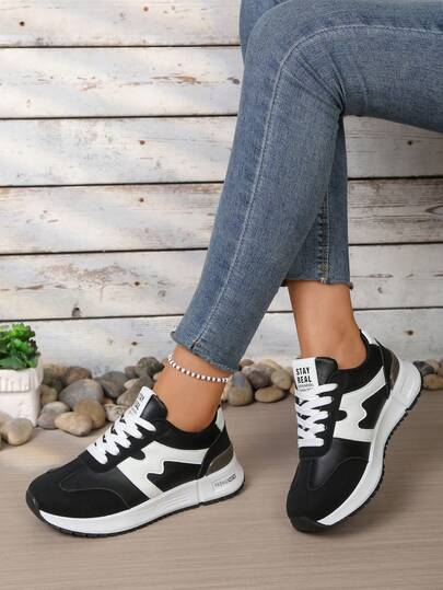 Breathable Lace-Up Casual Sneakers, Running Shoes, Suitable For Teenagers, Spring/Summer/Autumn, Campus Style