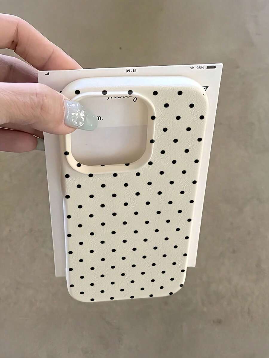 1 pieza Funda de teléfono a prueba de golpes con cobertura total de TPU con estampado de lunares blancos, compatible con iPhone 16, 15, 14, 13, 12, 11 Pro Max, Series - Multicolor - Ver 1