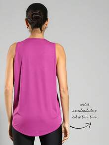 FITNATION Women's Fitness Tank Top With Elongated And Rounded Front And Back In DRYFIT Technology Fabric, Ideal For The Gym - Purple - View 4