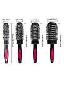 1 lược cuốn tóc màu đen và đỏ, lược uốn tóc bằng lông nylon, lược uốn tóc hình tròn có ống nhôm, dụng cụ tạo kiểu tóc mái, lược tạo kiểu tóc chịu nhiệt. - Nhiều màu - Xem 5