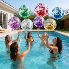 1pc Transparent Sequin Inflatable Water Ball, Summer Beach Party Decor, Swimming Pool Floating Toy - Multicolor - View 1