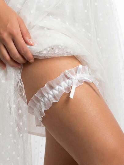 欧美流行新娘婚礼腿链吊袜带蕾丝花朵蝴蝶结性感腿带