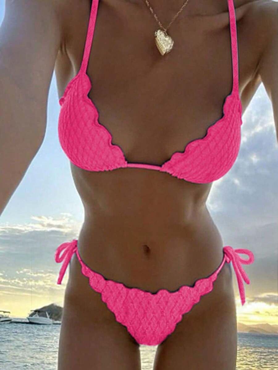 新款性感两件式比基尼，女士两件式泳衣，适合海滩和泳池穿着，可拆卸胸垫，女士夏季连衣裙，女士夏季服装，度假，半身裙，伊比沙岛套装，女士泳装，比基尼套装，女士泳衣，女士沙滩装，度假套装，沙滩裙，女士比基尼套装，泳装 - 玫粉色 - 查看 1