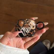 Semi-Transparent Leopard Print Patchwork + Hoop Pro 3/Pro 2/4/3/2 Case, Fashionable Women Earphone Case, Minimalist Case - Brown - View 12