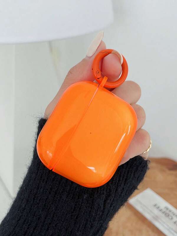Orange Fluorescent Earphone Case, Suitable As A Gift For Girlfriend