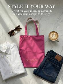 Gucci 1个双面粉白大容量女士便携化妆包，时尚日常旅行化妆包 - 玫紅色 - 查看 8