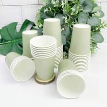 100/50/40/30/20/10 chiếc cốc giấy màu xanh lá cây nhạt, cốc đựng đồ uống lạnh và cà phê, bộ đồ ăn tiệc tùng phù hợp cho tiệc sinh nhật, đám cưới, Ngày của Mẹ. - màu xanh lá cây - Xem 6