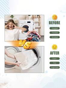 1 túi giặt lưới có móc treo (Nhỏ/Trung bình/Lớn/Cực lớn) - Túi giặt có khóa kéo bền chắc dành cho đồ mỏng manh, giày dép và quần áo cồng kềnh - Thiết kế gấp gọn tiết kiệm không gian - Xem 4