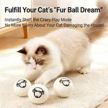 1个猫玩具，互动球，捕猎球，静音玩具，猫咪追逐玩具，自娱自乐玩具，解闷玩具，逗猫棒，耐咬毛绒球 - 彩色 - 查看 8