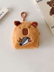 水豚毛绒零钱包迷你钥匙扣包，可爱卡通儿童零钱包，学生耳机收纳包 - 彩色 - 查看 11