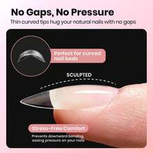 Beetles Gel Nail Tips Curve Etch-X, Half Matte Full Cover Soft Acrylic Press On Nail Tips, Easy DIY Nail Extension, Salon Art For Curved & Natural Nail Beds - 320Pcs Short Almond (Curve-EX Nail Tips) - 查看 4