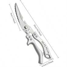 Multi-Functional Stainless Steel Poultry Shears With Storage Box, Sharp Serrated Blades Suitable For Cutting Meat, Fish And Vegetables - Silver - View 8