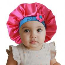 Customized Text Logo Oversized Elastic Satin Round Hat, Solid Color Wide Brim Ribbon Tie Sleeping Cap, Versatile Headscarf Hat, Retro French Style Wide Brim Ribbon Tie Sleeping Cap, Solid Color Satin Sleeping Cap Gift Box, Wide Brim Bow Tie Hat, Girl Hair Care Beauty Sleep Cap, Gift - Multicolor - View 2