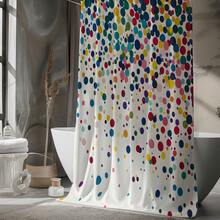 1pc Polka Dot Colorful Printed Shower Curtain, High Quality Home Decor Curtain, Modern Versatile Bathroom Matching, All Season Shower Curtain With 12 Hooks - S2191 - View 5