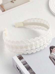 1pc Women Flower Embroidered Headband Elegant Piranha Flower Valentine's Day,Hairband,Hair Hoop,Hairband,Hair Hoop Headbands Hair Accessories Head Accessories - 白色 4 - 查看 5