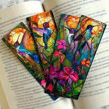 2D Acrylic Flat Creative Hummingbird Bookmark, Exquisite Acrylic Bookmark Set With Hummingbird And Flower Combination, Perfect Gift For Family And Friends - Beige - View 8