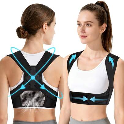 Corrector de postura ajustable - Alivia el dolor de espalda baja, Soporte cómodo para los hombros, Alivia el dolor de cuello y espalda, Accesorio de fitness, Unisex