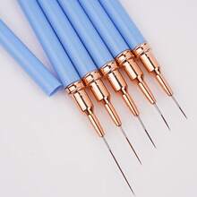 5支装专业美甲细节勾线笔套装，5支小型美甲设计技巧细线笔，7/9/11/15/20毫米短笔长美甲绘画笔 - 藍色 - 查看 8