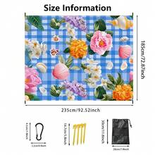 1 tấm trải biển cỡ lớn 185*235CM màu xanh kẻ caro, họa tiết hoa và vỏ sò, chống thấm nước và chống cát, phù hợp cho 2-3 người đi nghỉ mát trên bãi biển, nhẹ, mỏng và bền, thích hợp dùng cho cắm trại, dã ngoại ngoài trời. - D - Xem 2