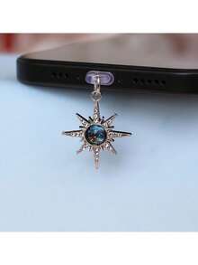 1pc Blue Star Series Mobile Phone Decor Accessory, Dust Plug Pendant. Suitable For Type-C Interface Phones. Fashionable Mobile Phone Decoration, Exquisite Phone Accessory, Holiday Gift. - Multicolor - View 9