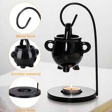1 Set Ceramic Aromatherapy Oil Burner, Suitable For Essential Oil, Tea Light Candle Heater, Includes Tea Light Holder, Aromatherapy Lamp, Essential Oil Diffuser, Aroma Oil Lamp, Height 4.33 Inches, Width 3.94 Inches, Detachable Bowl (Candles Not Included) - Multicolor - View 12