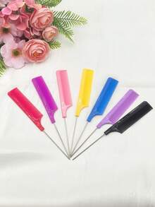 6pcs Steel Needle Comb Set, Styling Hairdressing Tail Comb, Rat Tail Comb, Fine Tooth Comb - Multicolor - View 2