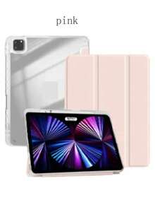 1pc Unisex 2026 New Acrylic Minimalist Cute Portable Tri-Fold Tablet Case With Pen Slot, Shockproof Anti-Scratch Anti-Fingerprint, Suitable Compatible With Ipad Air 4/5/6/7, Pro 11, 7/8/9-10.2, 10.9, Pro 13, Mini 6/7, Pro 12.9 - Black - View 1