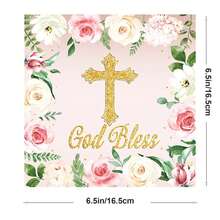 Floral God Bless Napkins First Communion Decorations White Baptism Paper Napkins For Newborn Shower Baptism, First Communion, Christening Decorations - Multicolor - View 10