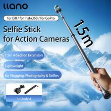 Gậy selfie tàng hình Llano 150cm, dài 1.5m, 4 đoạn, làm bằng hợp kim nhôm và sợi carbon, thích hợp cho camera hành động, máy ảnh, camera Action 5 Pro. - Xem 2