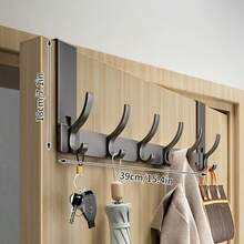 1 Space-Saving Over-The-Door Hook - No Drilling Required, Made Of Premium Space Aluminum, Easy Installation, Multi-Purpose Hook, Suitable For Bathroom And Bedroom, Multi-Functional Storage Solution - Multicolor - View 11