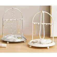 1pc Nordic Style Iron Jewelry Display Stand With Tray - Multicolor - View 7