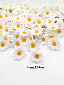 10/50/100/200pcs White Daisy Artificial Flowers, Colorful Daisy Filler Flowers, Suitable For DIY Crafts, Wreath Making, Vase Decor, Hair Accessories, Tabletop Decor, Applicable For Spring Wedding, Engagement, Birthday, Home Gathering, Home Decor, Holiday & Party Decoration, Autumn Decor And Other Occasions - White - View 5