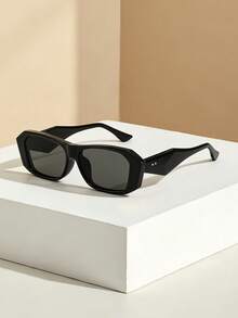 1 chiếc kính thời trang tối giản, gọng nhỏ hình bầu dục chất lượng cao dành cho nữ, thích hợp cho du lịch, kỳ nghỉ và các dịp thường ngày. - màu đen - Xem 6