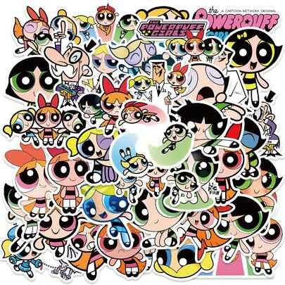 50pcs Bright Film Waterproof Cartoon Stickers, Luggage Stickers, Phone Case Decals, Cute Stickers