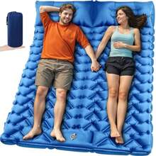 Cojín de dormir para camping ultraligero con almohada integrada almohadillas para orejas inflables para dormir compactas para viajes camping mochilero senderismo tienda de campaña de - Azul - Ver 1