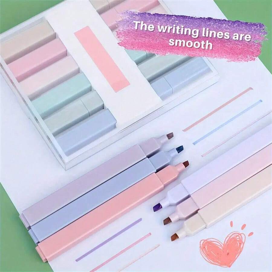 12pcs Colorful Highlighter Pens, High Quality Student Fluorescent Marker Pens, Large Ink Capacity, Ideal For School And Office Supplies, Back To School Essential - Multiple Styles - View 1