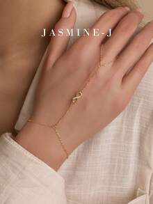 1 Piece S925 Sterling Silver Finger Bracelet,Sterling Silver Hand-Held Chain,Gold Bracelet,Infinity Symbol,Minimalist And Versatile,Suitable For Everyday Wear/Party Wear - Multicolor - View 5