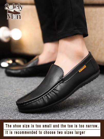 男士乐福鞋 休闲鞋 百搭新款便士乐福鞋 一脚蹬船鞋 宽松鞋 皮革甲板鞋 平底休闲鞋 商务正装鞋（鞋型偏小偏窄，请选购大一码）