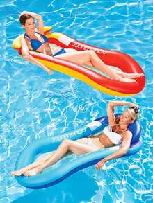 1pc Durable Thick PVC Inflatable Pool Float, Soft & Comfortable Water Mattress, Suitable For Home Swimming Pool, Yard And Summer Leisure, Vibrant Colors, Perfect For Relaxing Pool Time, Pool Inflatable, Beach Essentials, Pool Float - Multicolor - View 6
