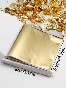 Metallic Foil Sheets In Silver/Gold/Champagne Gold, Suitable For DIY Crafts, Resin Art, Cake Decoration, Wedding Decor, Candles, Plaster And Nail Art - View 8