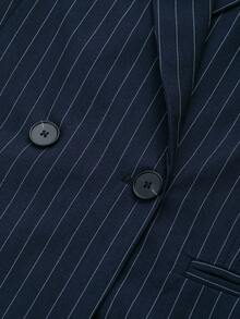 Áo blazer nữ dáng rộng, tay dài, cổ ve lật, hai hàng cúc, kẻ sọc, kiểu dáng cổ điển, phù hợp cho công sở và đi làm, mùa xuân. - Màu xanh hải quân - Xem 4