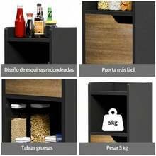Librero Organizador Estanteria Minimalista Mueble Organizador de 4 Cubos con 2 Puertas Estante de Alenamiento Esquinero para Sala Libros Muebles para Recamara Negro y Nogal - como en la foto - Ver 5