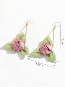 1 Pair Exaggerated 3D Geometric Fabric Flower Earrings For Women - Multicolor - View 6